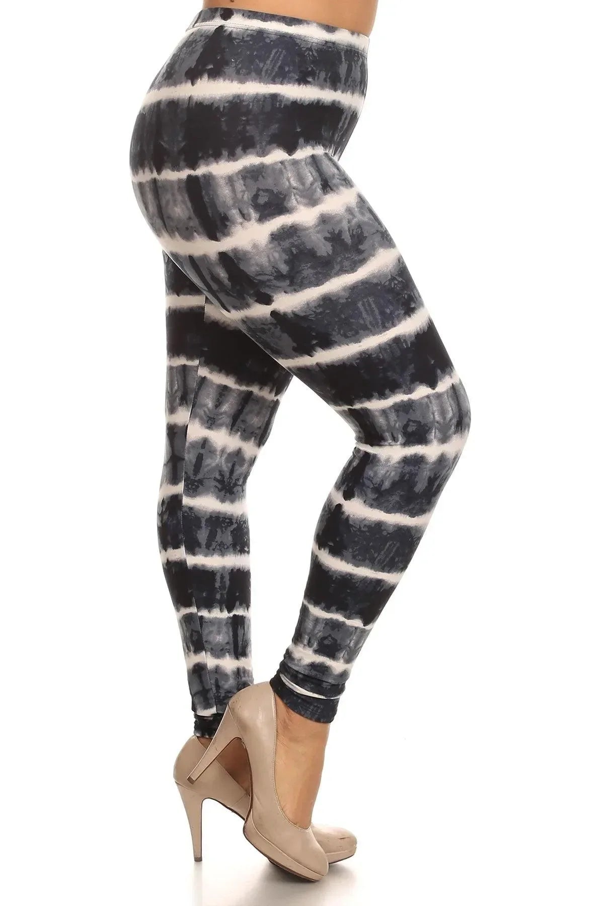 Plus Size Tie Dye Print, Full Length Leggings In A Fitted Style With A Banded High Waist Secondary image