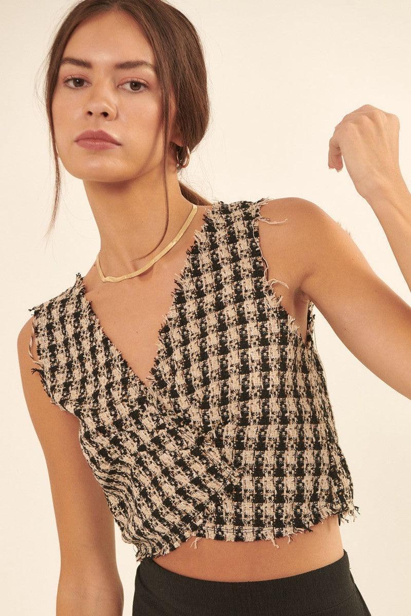 V Neckline Plaid Woven Vest | Mixtshop LLC