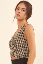 V Neckline Plaid Woven Vest | Mixtshop LLC
