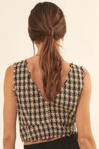 V Neckline Plaid Woven Vest | Mixtshop LLC