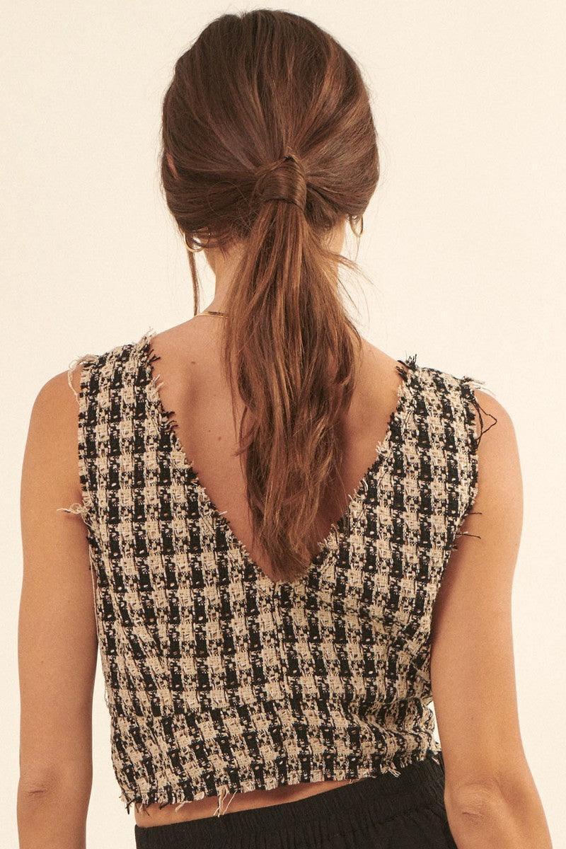 V Neckline Plaid Woven Vest | Mixtshop LLC