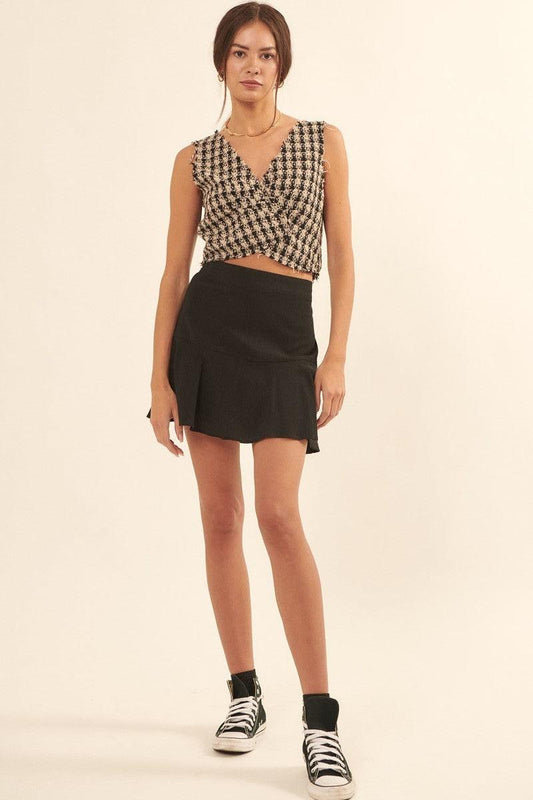 V Neckline Plaid Woven Vest | Mixtshop LLC