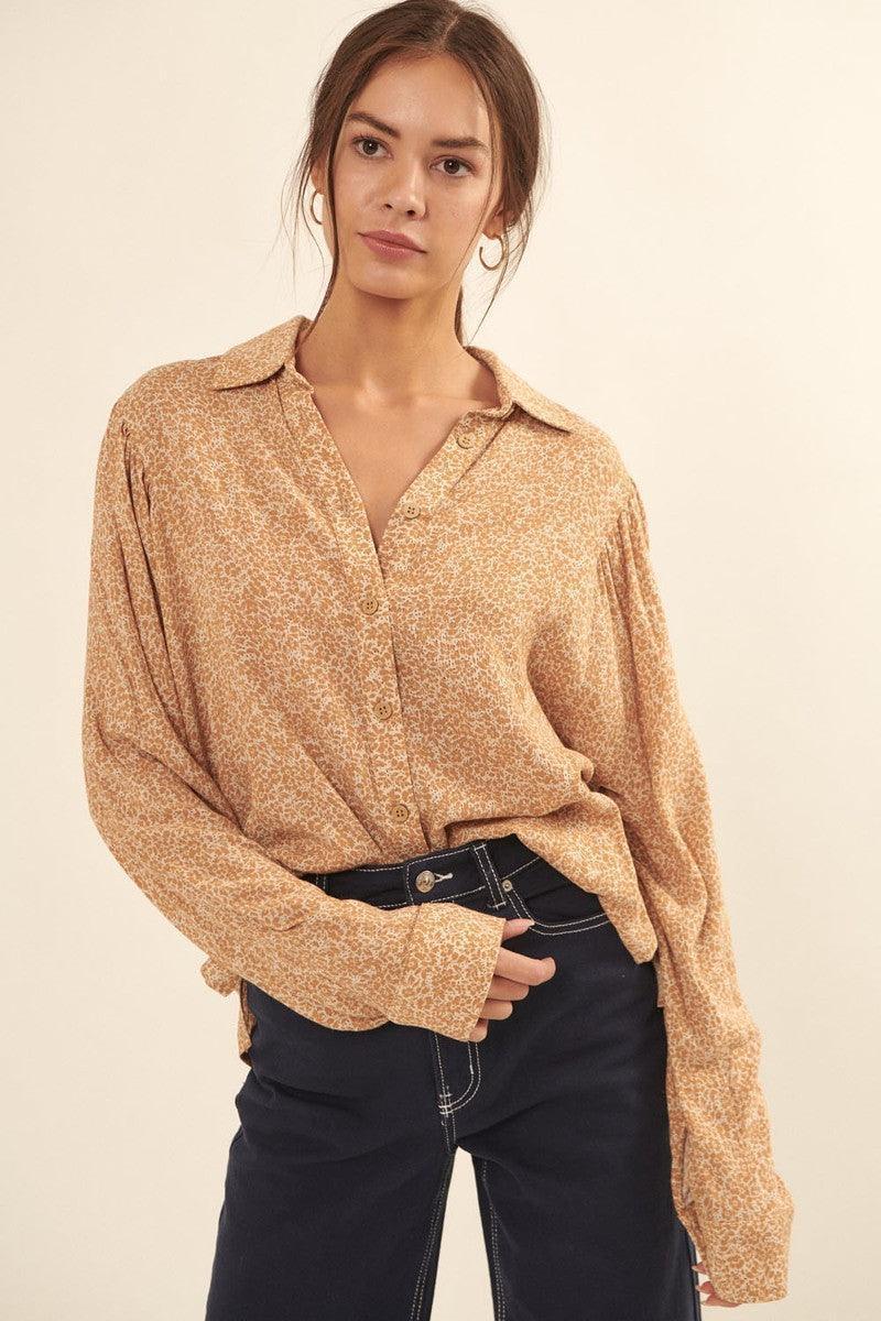 Collared Neckline Floral-print Shirt | Mixtshop LLC Main image