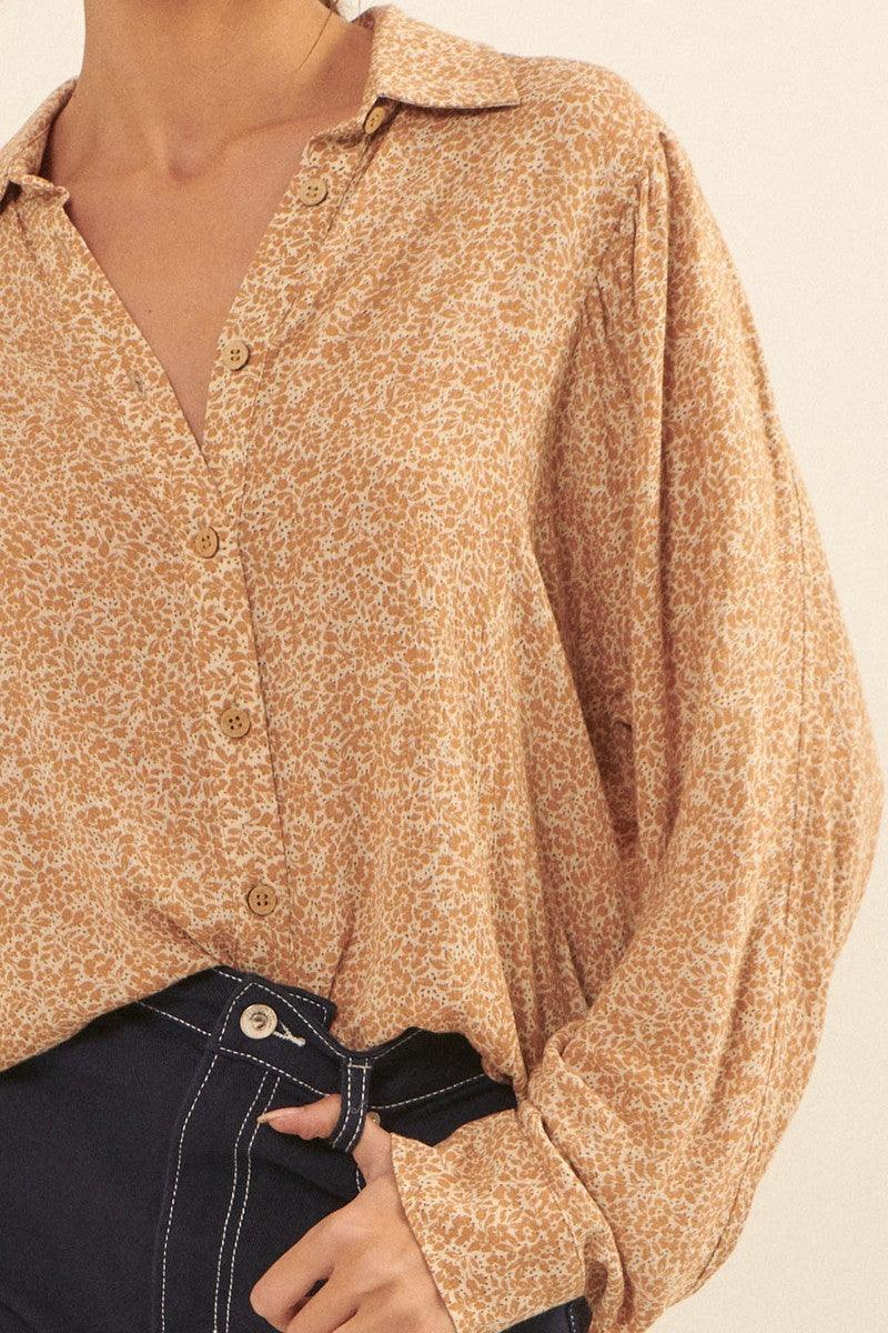 Collared Neckline Floral-print Shirt | Mixtshop LLC