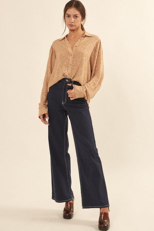 Collared Neckline Floral-print Shirt | Mixtshop LLC
