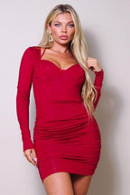 Long Sleeve Corset Halter Tie Mini Dress | Mixtshop LLC