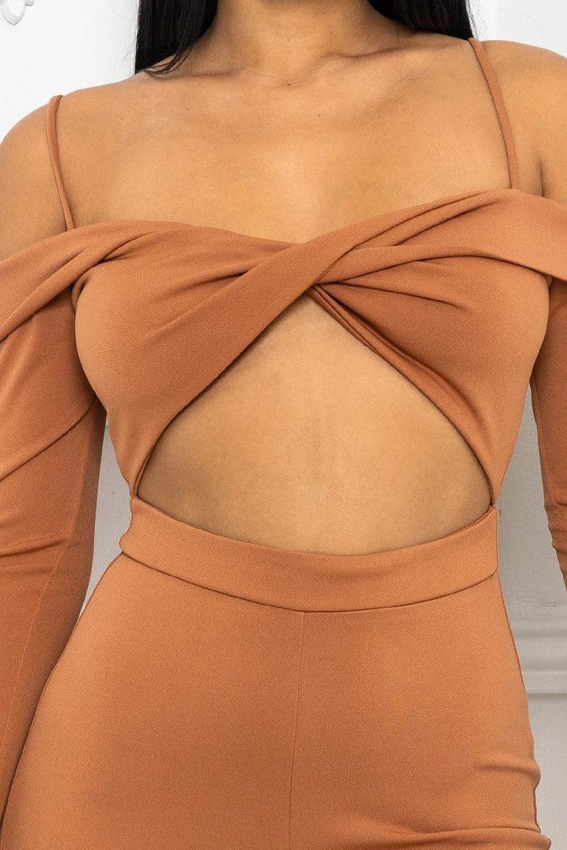 Open Shoulder Cutout Detail Jumpsuit | Mixtshop LLC
