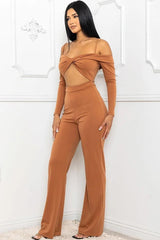 Open Shoulder Cutout Detail Jumpsuit | Mixtshop LLC