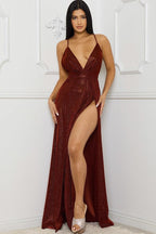 Glitter Fabric Sweetheart Surplice Maxi Dress | Mixtshop LLC