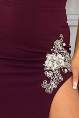Beaded Embroidered Near Slit Detail Maxi Ddress | Mixtshop LLC