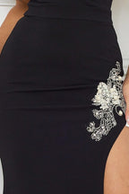 Beaded Embroidered Near Slit Detail Maxi Ddress | Mixtshop LLC