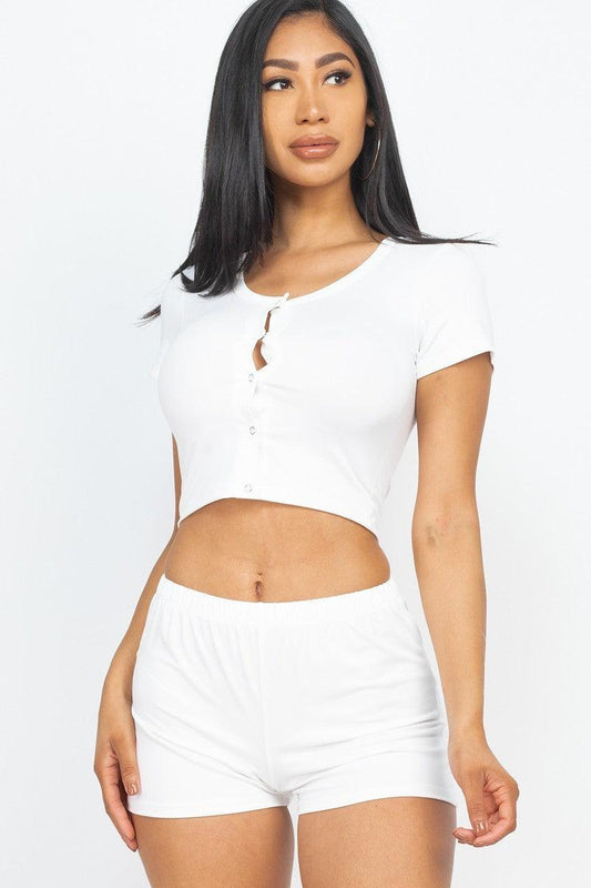 Cropped Tank Top And Shorts Set | Mixtshop LLC