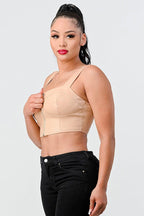 Lux Faux Leather Pu Zipup Strap Sleeveless Cropped Top | Mixtshop LLC