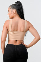 Lux Faux Leather Pu Zipup Strap Sleeveless Cropped Top | Mixtshop LLC