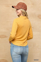 Solid And Cozy Soft Knit Mock Neck Top With Side Ruched Detail | Mixtshop LLC