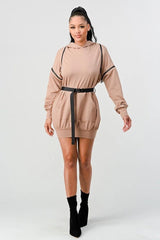 Double Zipper Long Sleeve Hooded Mini Dress | Mixtshop LLC