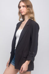 Woven Solid 3/4 Sleeve Blazer | Mixtshop LLC