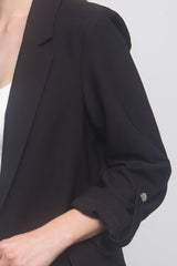 Woven Solid 3/4 Sleeve Blazer | Mixtshop LLC