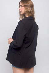 Woven Solid 3/4 Sleeve Blazer | Mixtshop LLC