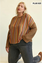 Novelty Knit And Solid Knit Mixed Loose Top | Mixtshop LLC