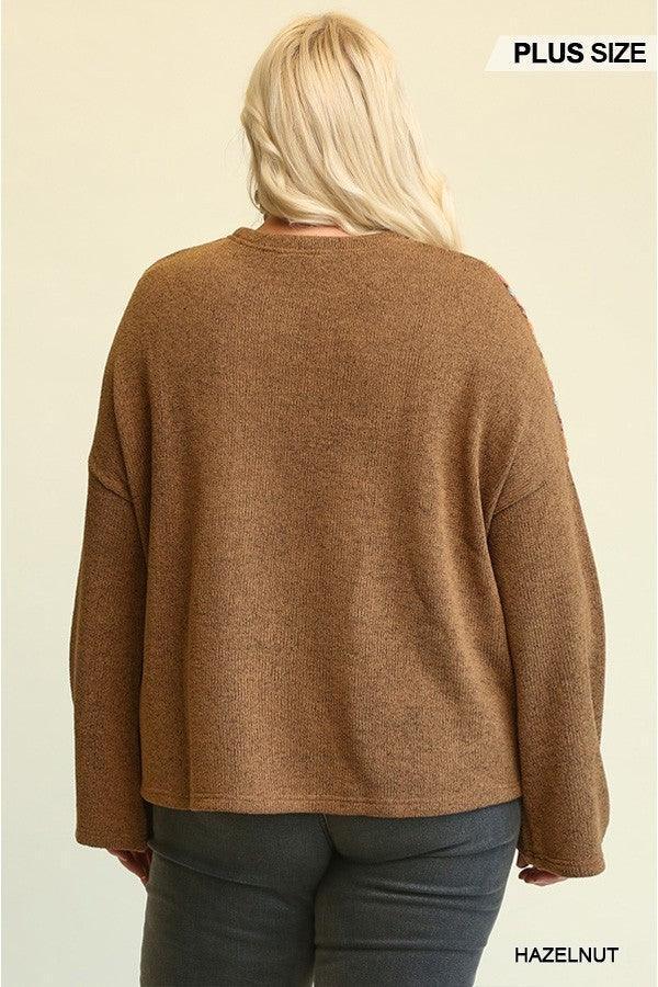 Novelty Knit And Solid Knit Mixed Loose Top | Mixtshop LLC