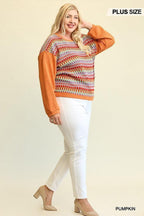 Novelty Knit And Solid Knit Mixed Loose Top With Drop Down Shoulder | Mixtshop LLC