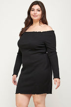 Plus Size, Solid Smocked Off Shoulder Dress | Mixtshop LLC