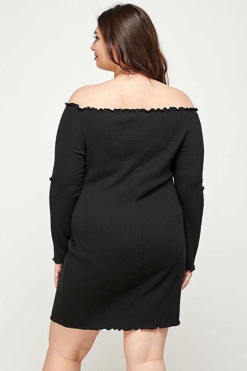 Plus Size, Solid Smocked Off Shoulder Dress | Mixtshop LLC
