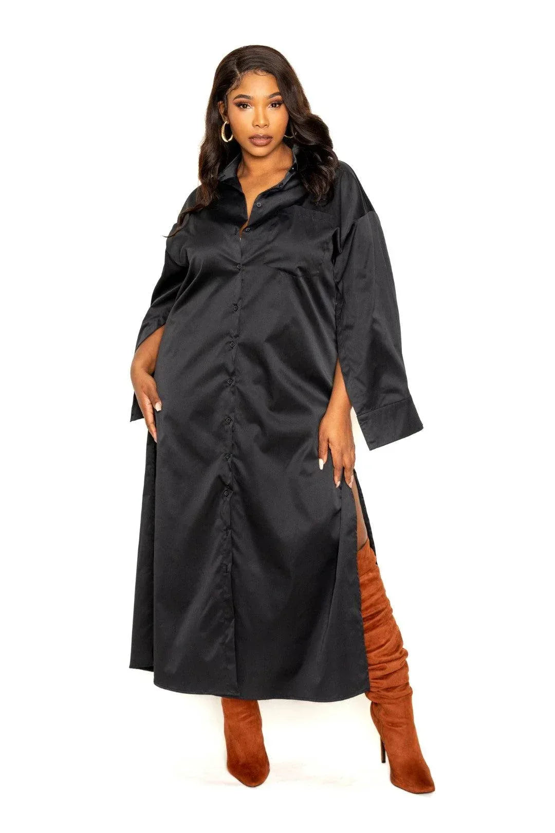 Cape Sleeve Shirt Dress | Mixtshop LLC Main image