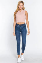 Sleeveless Rib Sweater Top W/zipper | Mixtshop LLC