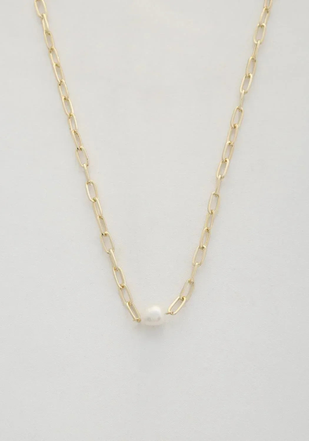 Pearl Bead Oval Link Necklace | Mixtshop LLC