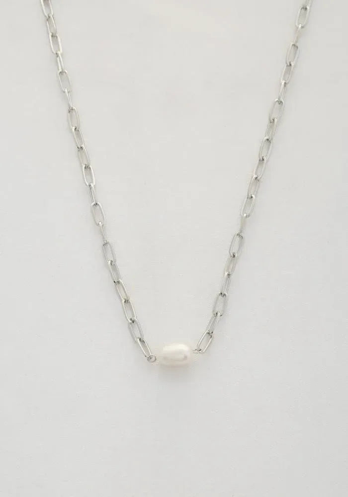 Pearl Bead Oval Link Necklace | Mixtshop LLC