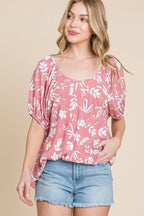 Floral T/r Span Babydoll Top | Mixtshop LLC