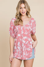 Floral T/r Span Babydoll Top | Mixtshop LLC