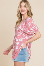 Floral T/r Span Babydoll Top | Mixtshop LLC