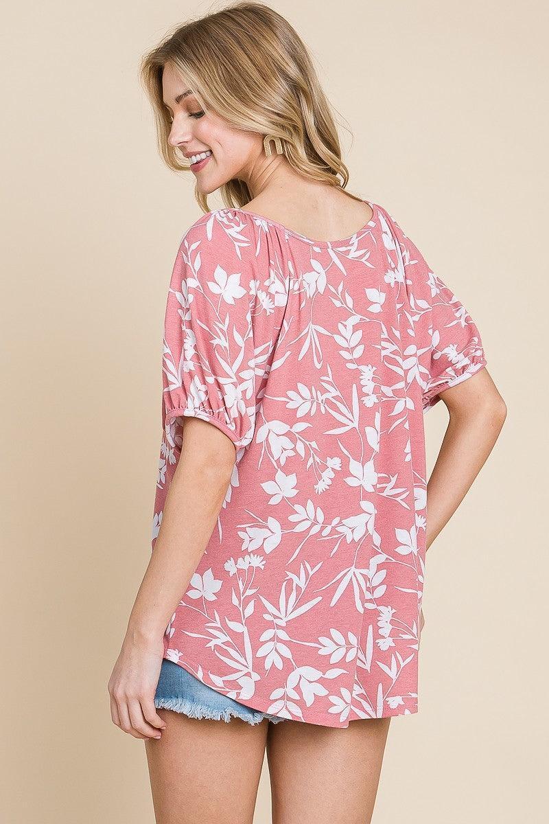 Floral T/r Span Babydoll Top | Mixtshop LLC