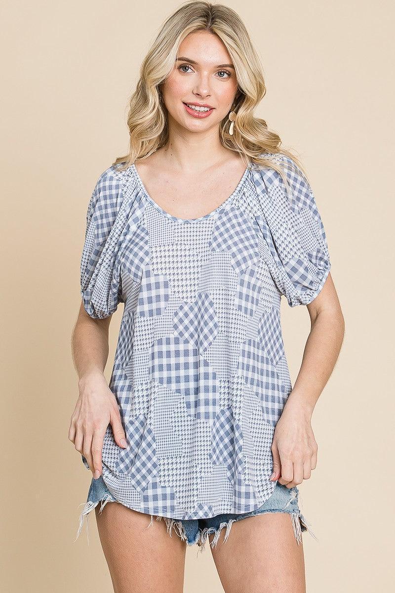 Hounds Tooth And Check Plaid Top | Mixtshop LLC Main image