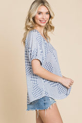 Hounds Tooth And Check Plaid Top | Mixtshop LLC