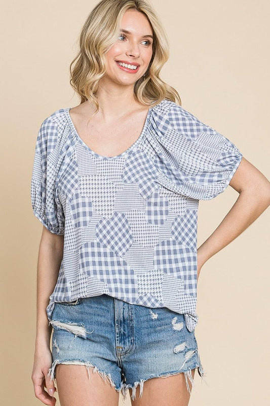 Hounds Tooth And Check Plaid Top | Mixtshop LLC