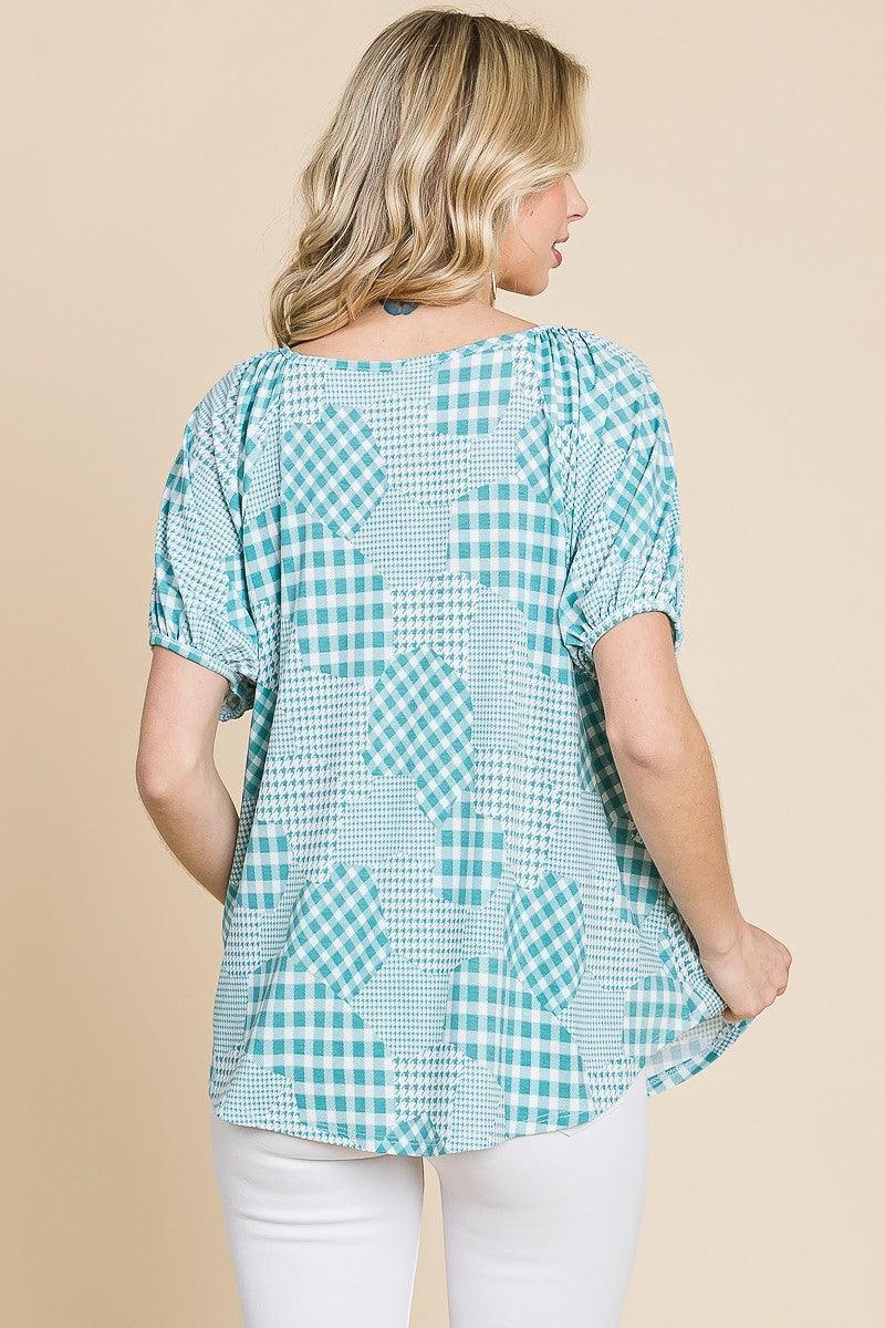 Hounds Tooth And Check Plaid Top | Mixtshop LLC