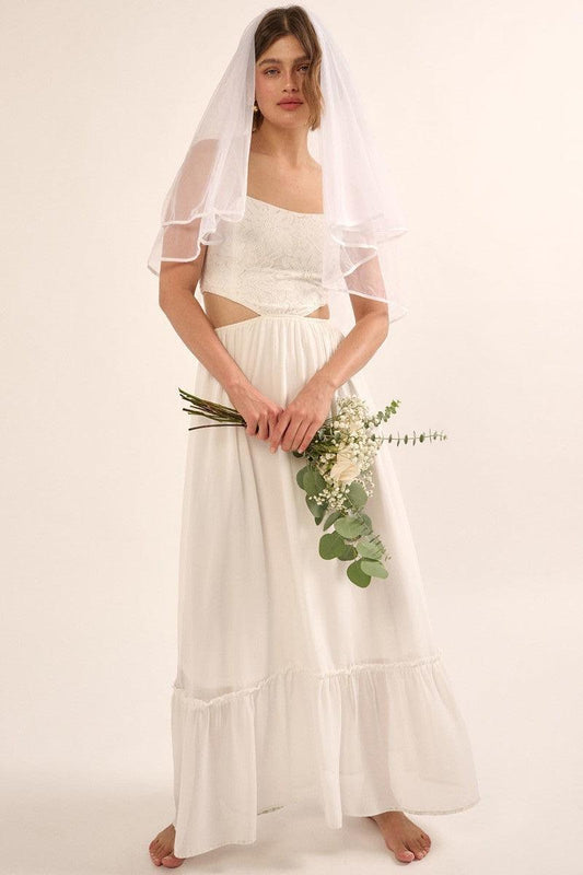 A Sheer, Chiffon Floral Lace Maxi Dress | Mixtshop LLC