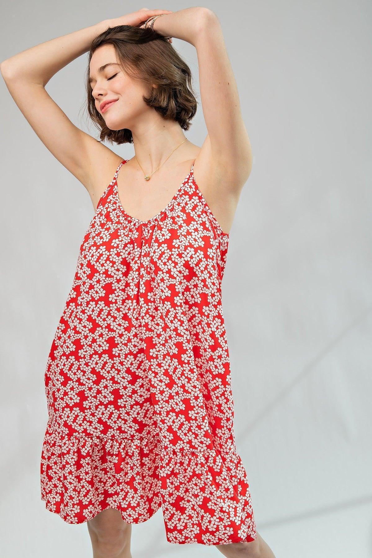 Floral Printed Wool Peach Cami Dress | Mixtshop LLC Main image