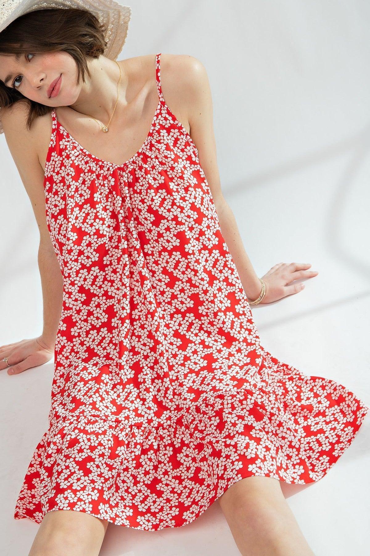 Floral Printed Wool Peach Cami Dress Secondary image