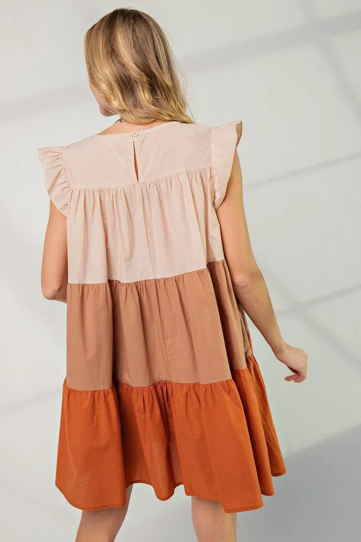 Poplin Tiered Color Block Dress | Mixtshop LLC
