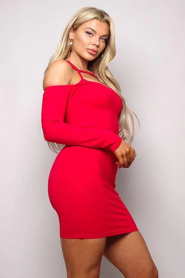Long Sleeve Cuff Front Strap Mini Dress | Mixtshop LLC