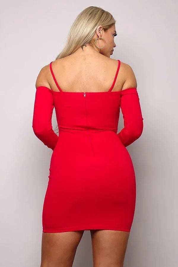 Long Sleeve Cuff Front Strap Mini Dress | Mixtshop LLC