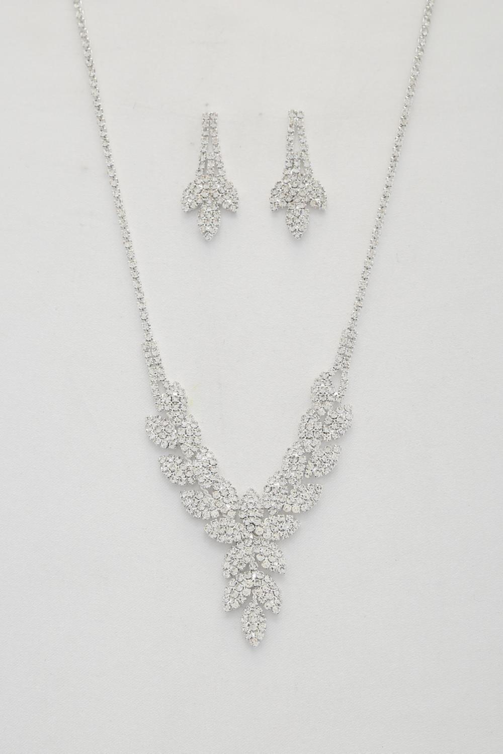 Leaf Pattern Crystal Necklace | Mixtshop LLC Main image