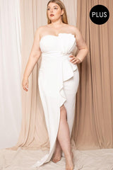 Pleated Detail Tube Top Plus Maxi Dress | Mixtshop LLC