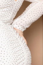 Translucent Silver Rhinestone Plus Midi Dress | Mixtshop LLC