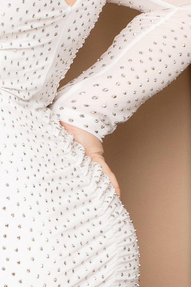 Translucent Silver Rhinestone Plus Midi Dress | Mixtshop LLC